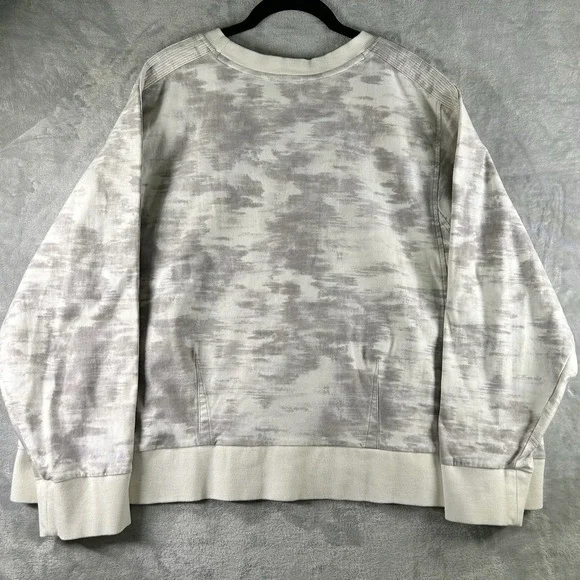 Athleta Farallon Printed Sweatshirt Sz 3XL Crewneck Gray Cream Heavyweight Crop - Picture 6 of 6